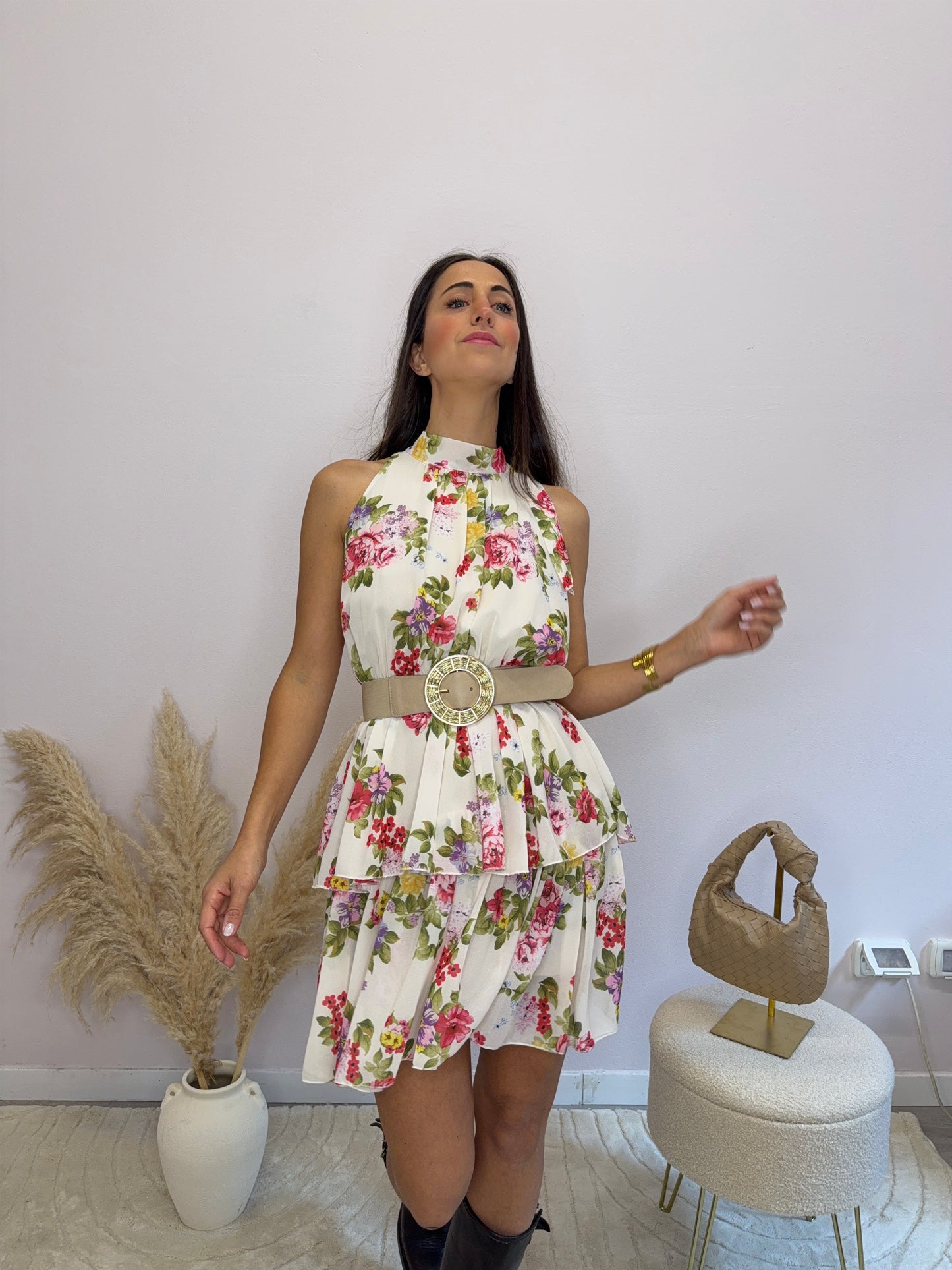 Abito fiori con balze