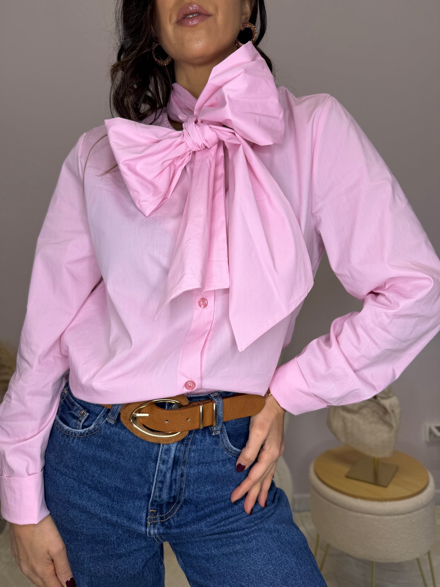 Camicia con fiocco Rosa