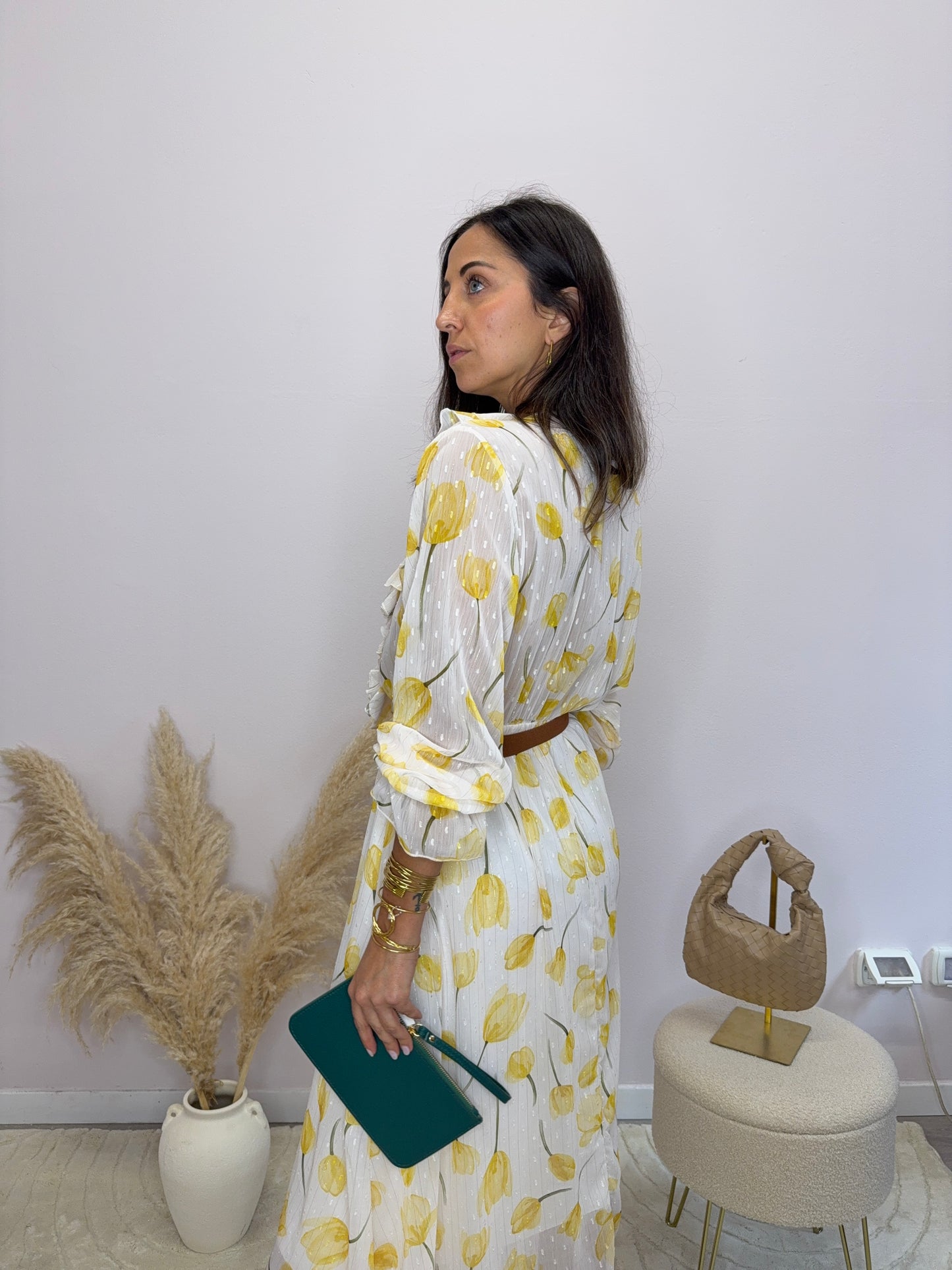 Abito lungo fiori giallo