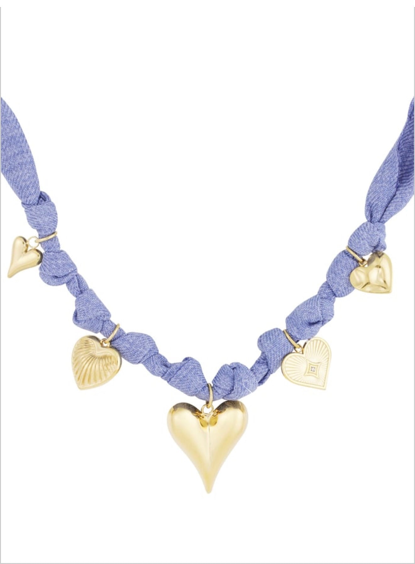 Collana tessuto con cuori