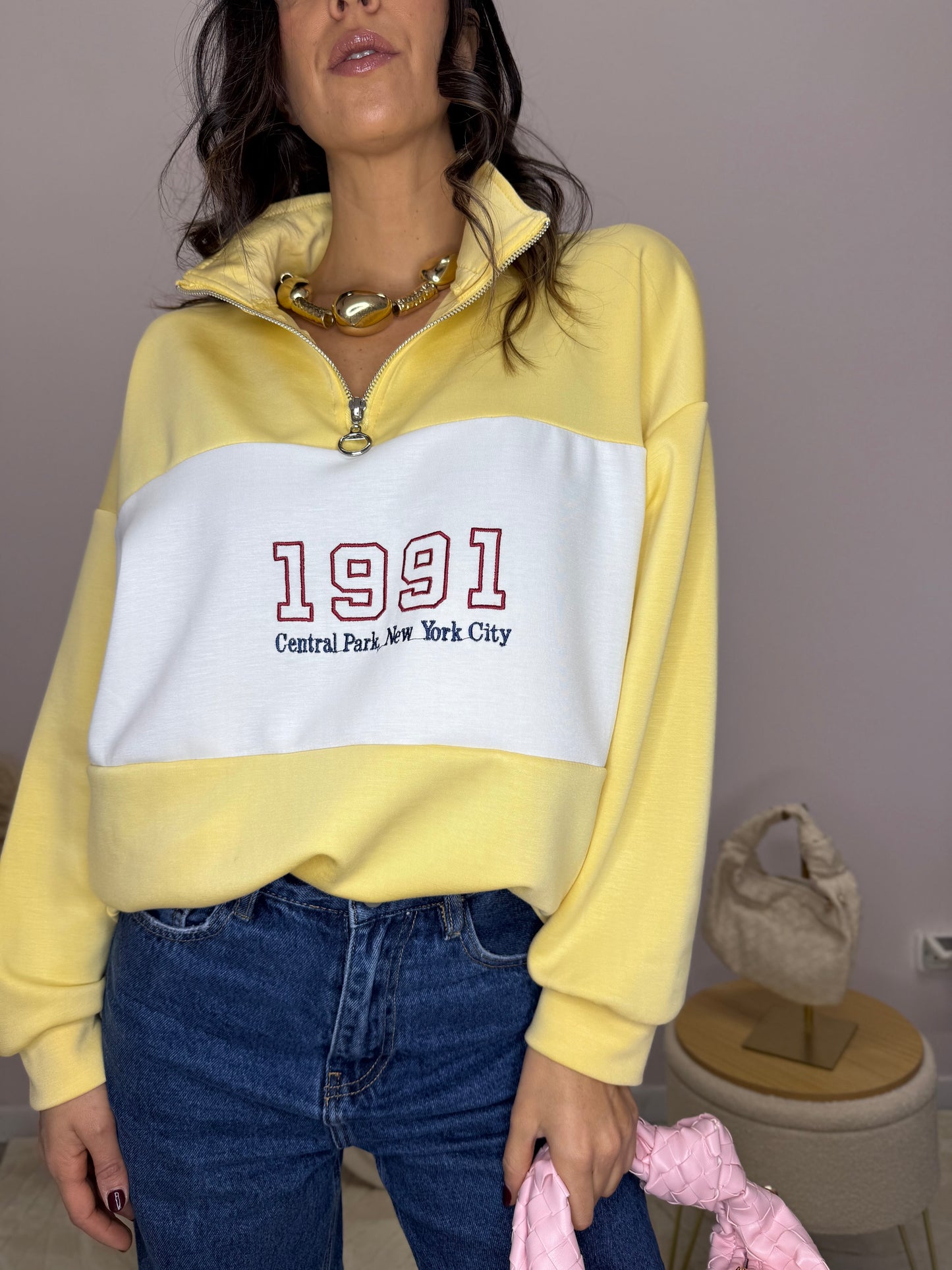 Felpa NewYork Gialla