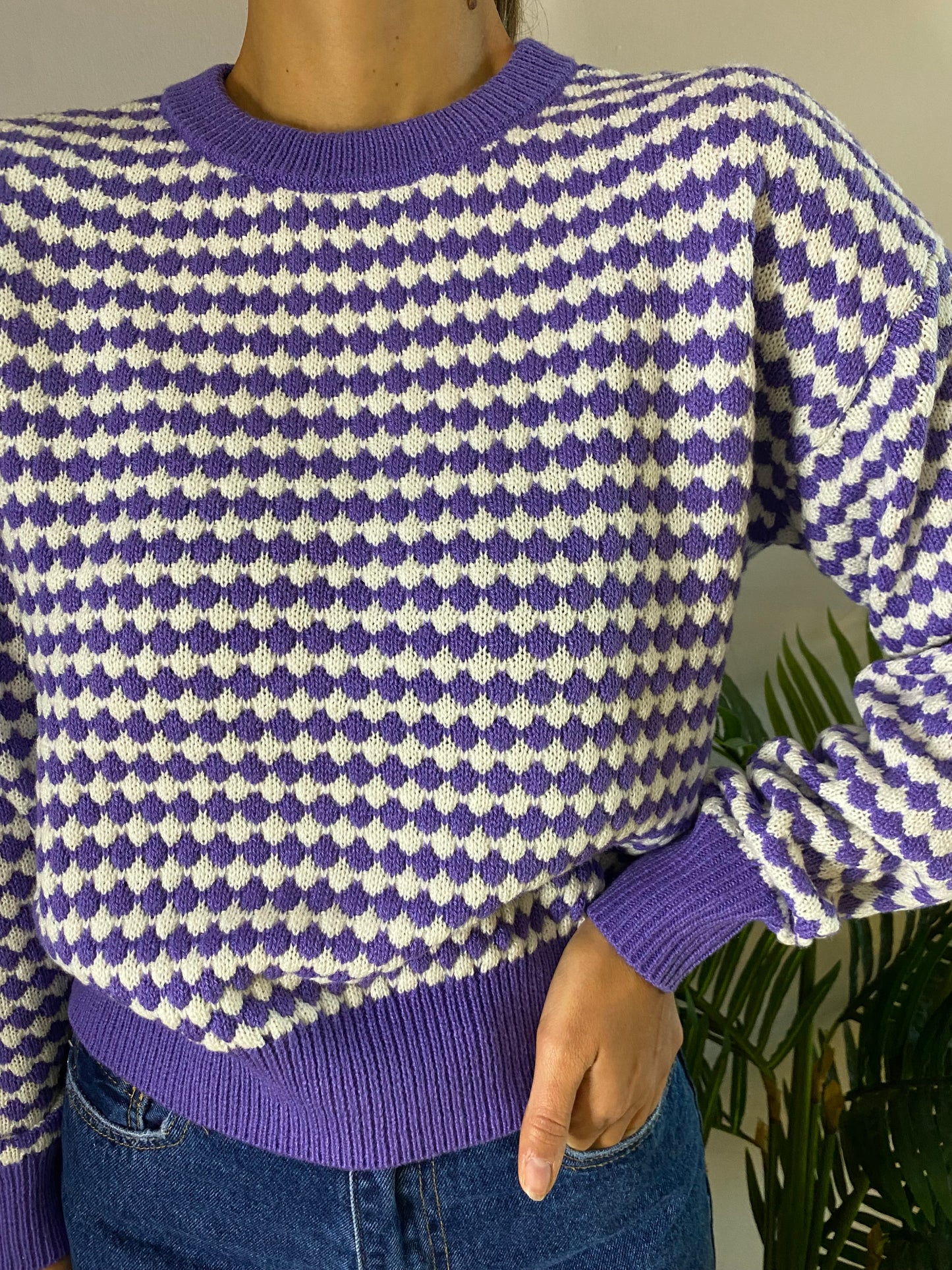 Maglione Quadri Viola