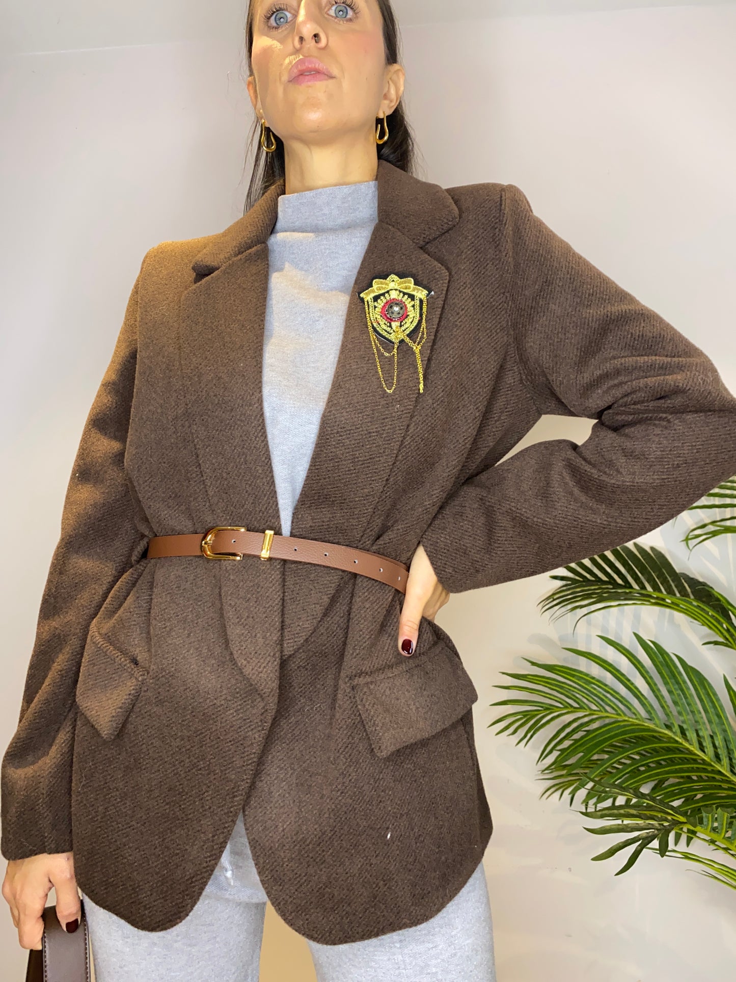 Blazer con cintura Cioccolato