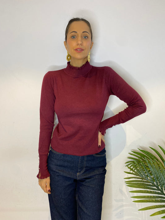 Maglione bordeaux con voulant