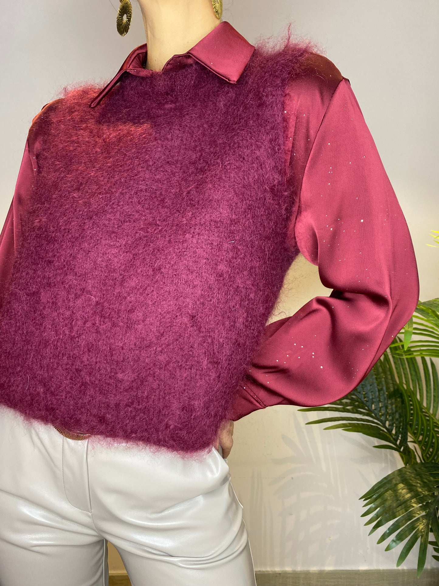 Gilet in mohair Bordeaux