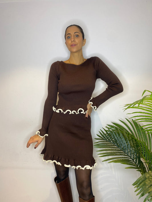 Completo in maglia frou frou Brown