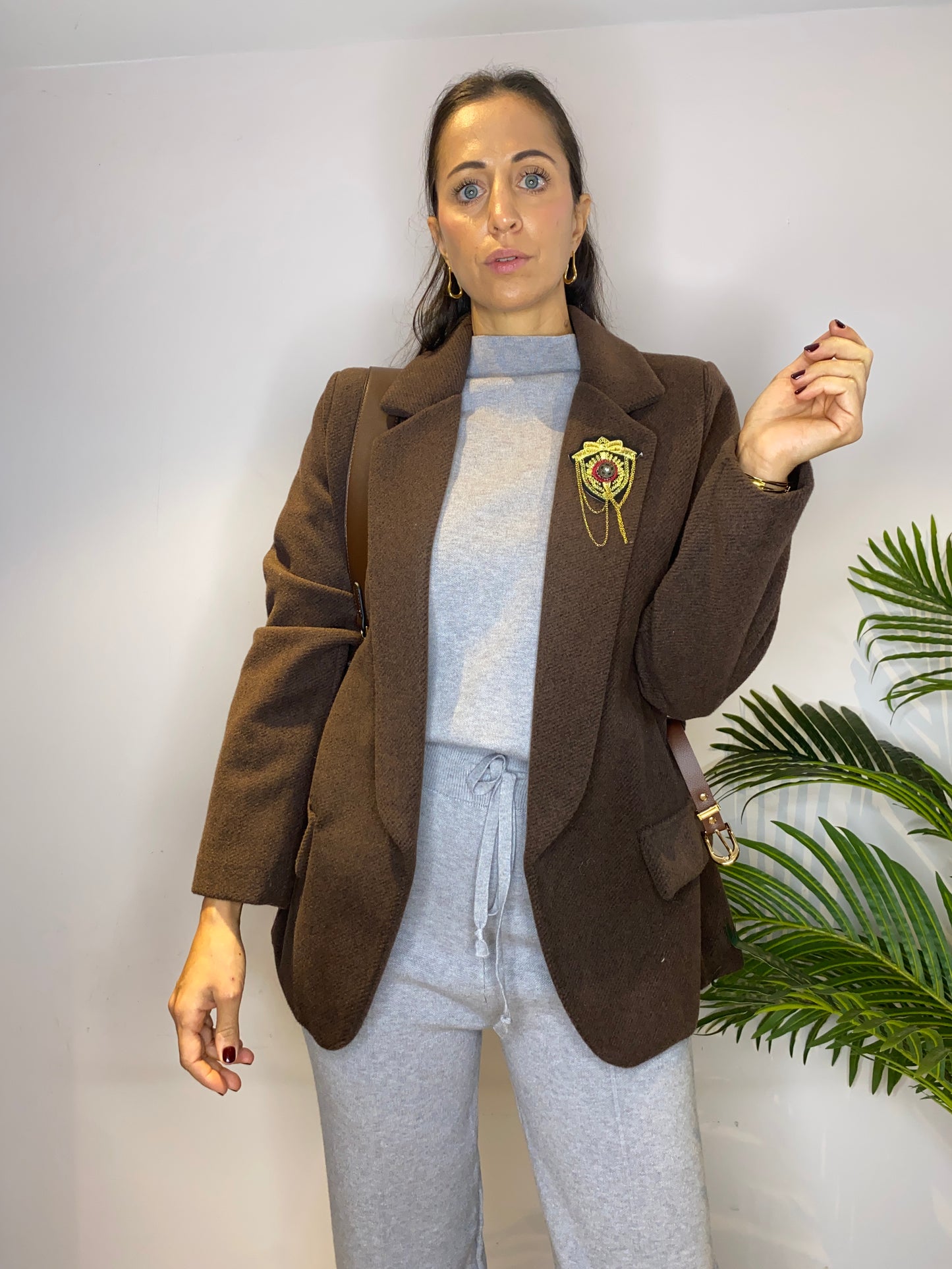 Blazer con cintura Cioccolato